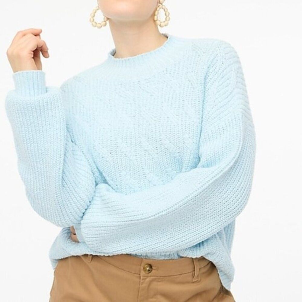 J Crew Size 3X Women's Cotton‎ Raglan Mockneck Sweater Classic Fit Winter Blue